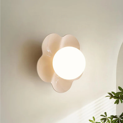 Wall Sconce with Flower Petal Metal Base - Modern Danish Pastel