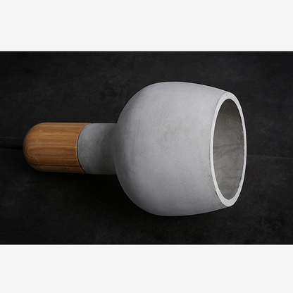 Modern Concrete & Wood Pendant Light - Nordic Industrial Timber Hanging Lamp