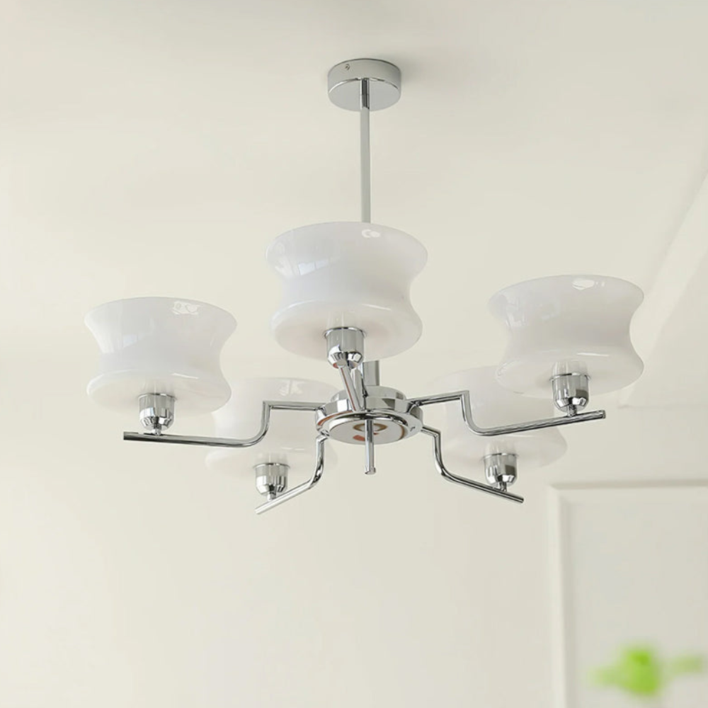 Chandelier with Glass Bell Shades - Mid Century Modern  Light