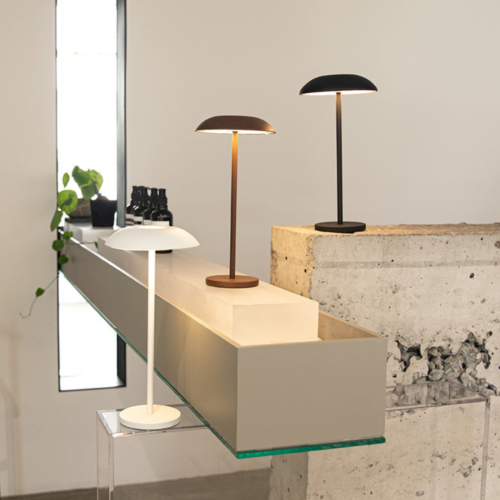 Rechargeable LED Table Lamp - Cordless Iron Desk Light - Modern Minimalist