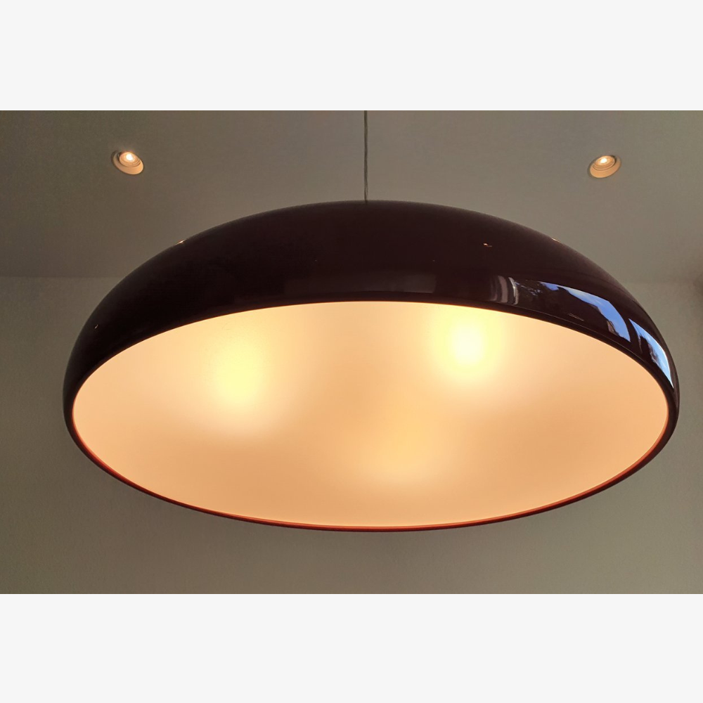 Aluminum Dome Pendant Light with Polycarbonate Diffuser - Mid Century