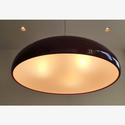 Aluminum Dome Pendant Light with Polycarbonate Diffuser - Mid Century