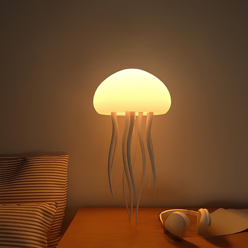 Lampe de table d'ambiance méduse flottante avec lumière suspendue changeant de couleur