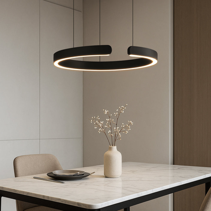 LED Ceiling Fixture with Adjustable Cable - Contemporary Ring Design