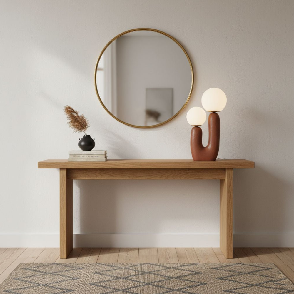 Lampe de table en résine en forme de U de style milieu du siècle avec deux globes en verre