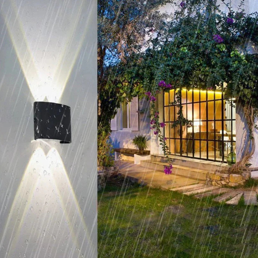 Moderner Innen- und Außenbereich Mehrstrahl-Wandlampe mit Auf- und Abwärtslicht – Licht mit gewelltem Fächer-Effekt