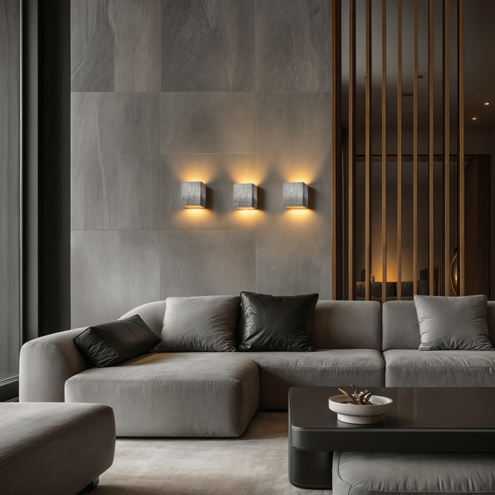Modern Up and Down Cube Wall Sconce - Brushed Aluminum Geometric Light