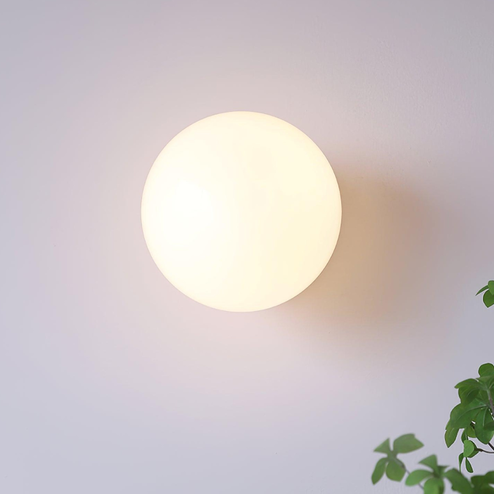 Frosted Sphere Wall Light with Metallic Base - Modern Vintage Design
