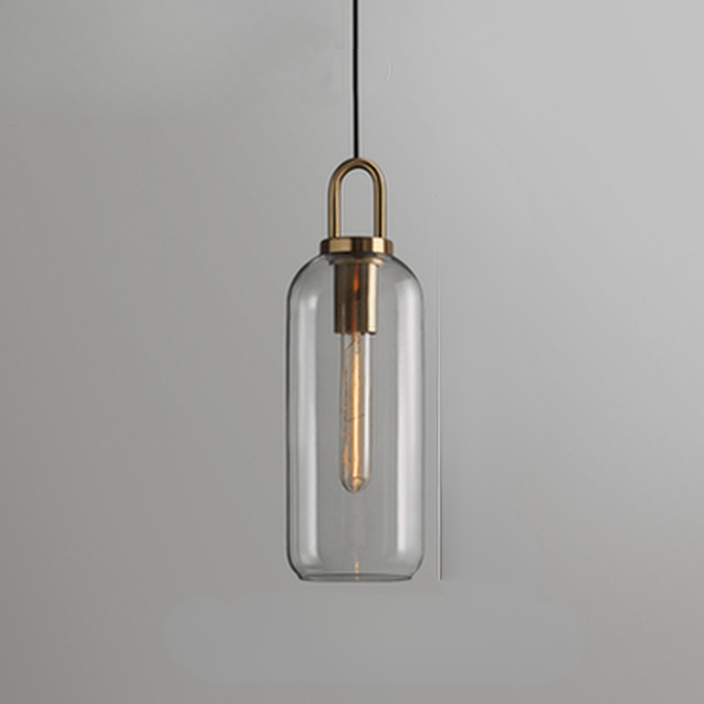 Globus- und Kapselglas-Hängeleuchte mit Messingbogen – Moderner Stil