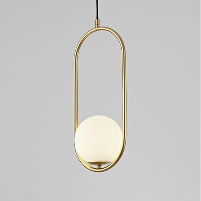 Frosted Glass Orb Hanging Lamp with Minimalist Frame - Multiple Shapes