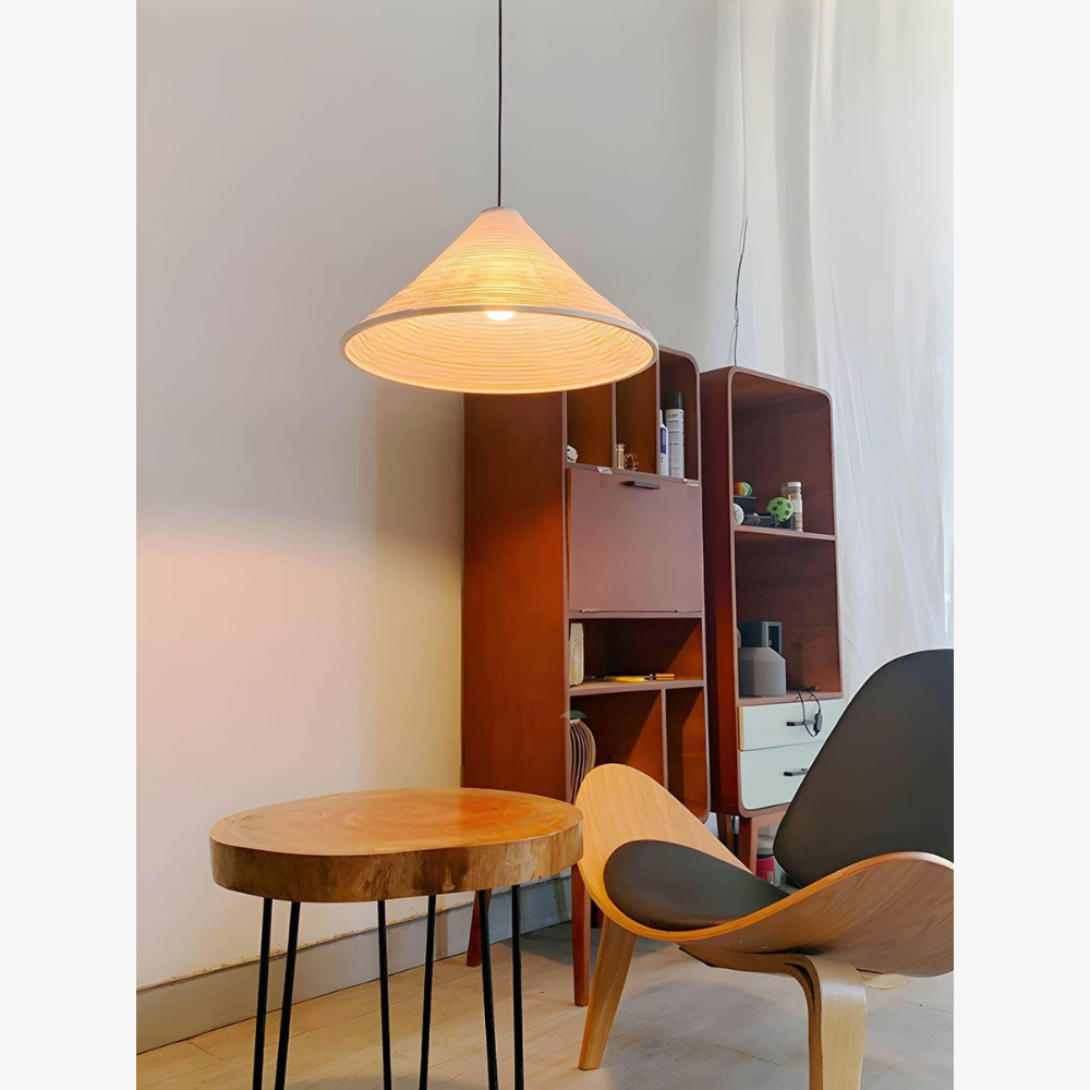 Japanese Washi Paper Pyramid Pendant Light - Japandi Style Decor