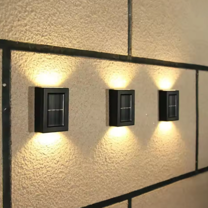 Solar Powered Outdoor Wall Sconce - Dual Beam LED Exterior Fence Light