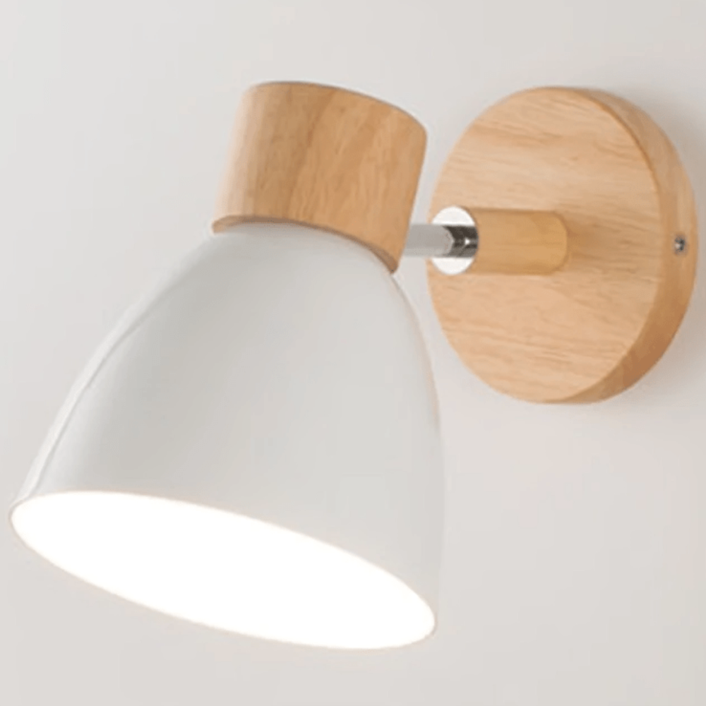 Nordische matte Wandleuchte mit Naturholz – moderne schwenkbare Arbeitsleuchte
