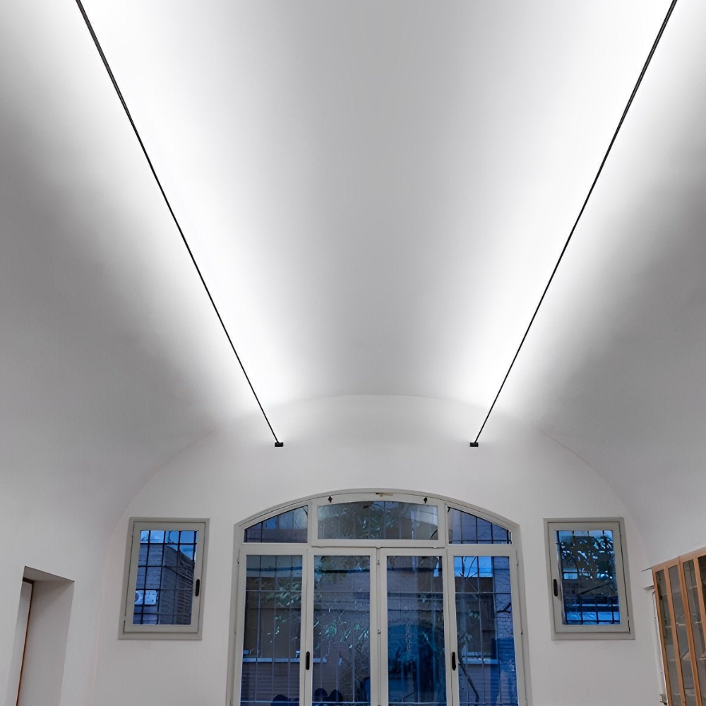 LED Strip Lights with Tensioned Steel Ribbon Frame - Wall to Wall Bar