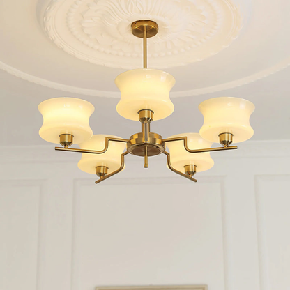 Chandelier with Glass Bell Shades - Mid Century Modern  Light