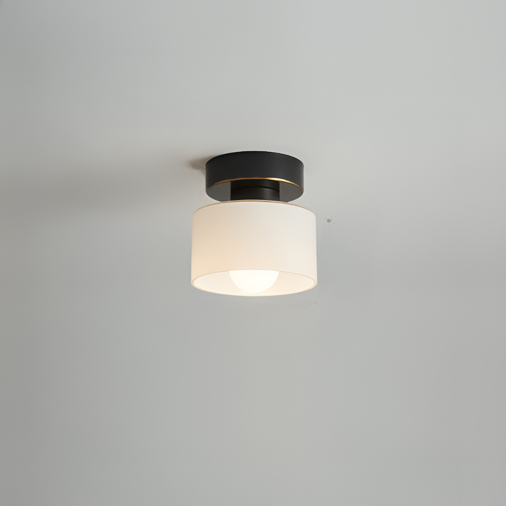 Flush Mount Ceiling Light with Glass Shade - Modern Bauhaus Metallic