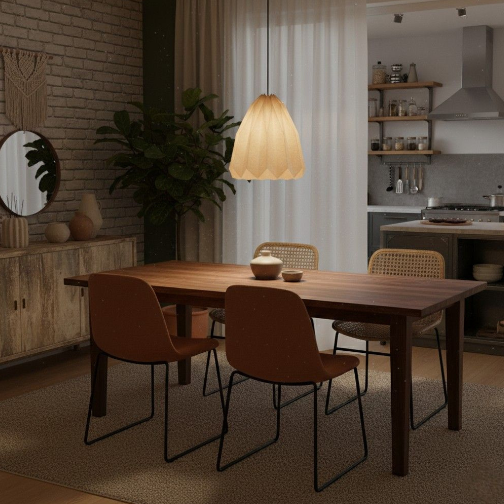 Scandinavian Pleated Paper Pendant Light - Modern Origami Hanging Lamp