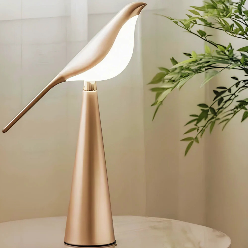 Mid Century Modern Magpie Bird Table Lamp - Sculptural Accent Desk Light