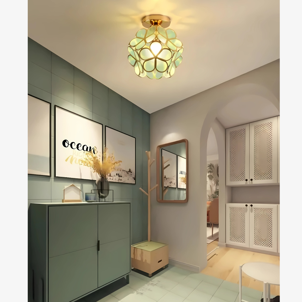 Floral Flush Mount Ceiling Light - Petal Design Acrylic Globe
