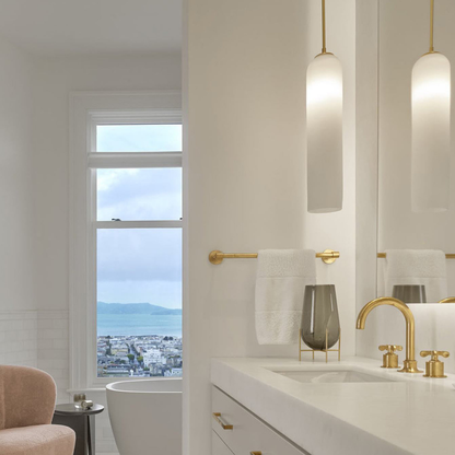 Cylinder Glass Pendant Light with Metal Downrod - Modern Art Deco