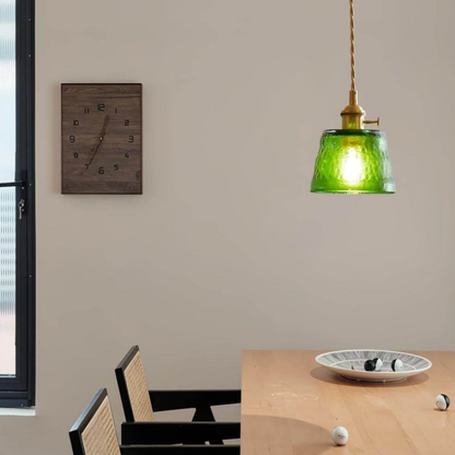 Hammered Glass Pendant Light with Brass Hardware - Nordic Modern Style
