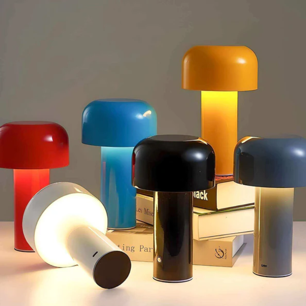 Pilz-Tischlampe Wiederaufladbar LED mit Einstellbarer Helligkeit – Mid Century