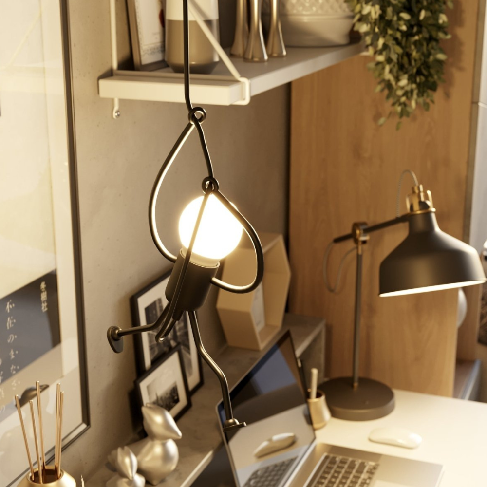 Pendelleuchte mit Eisenfigur-Rahmen – Modern Mid Century Industrial