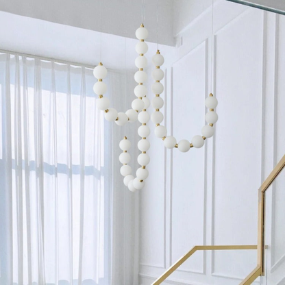 Hanging Ceiling Light with Acrylic Globes - Minimalist Sculptural Gold