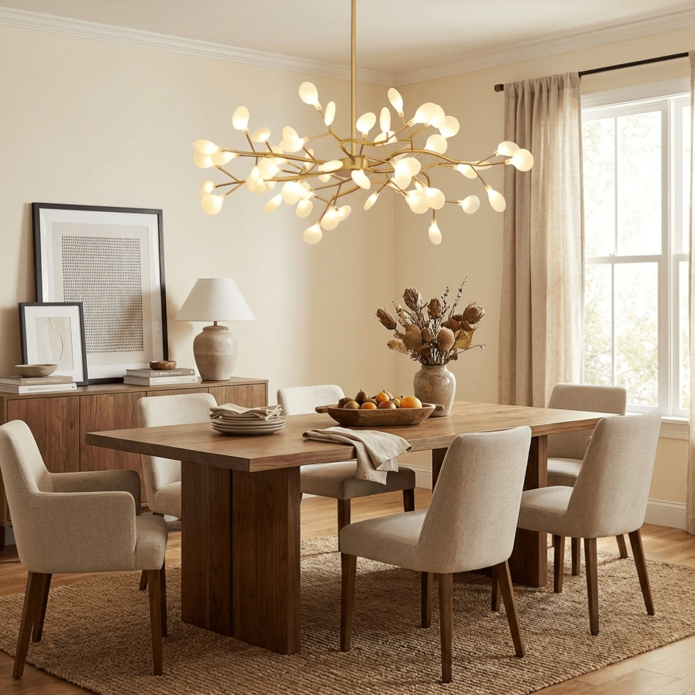 Sputnik-Kronleuchter mit Glasblütenzweigen – Modernes Mid-Century-Design