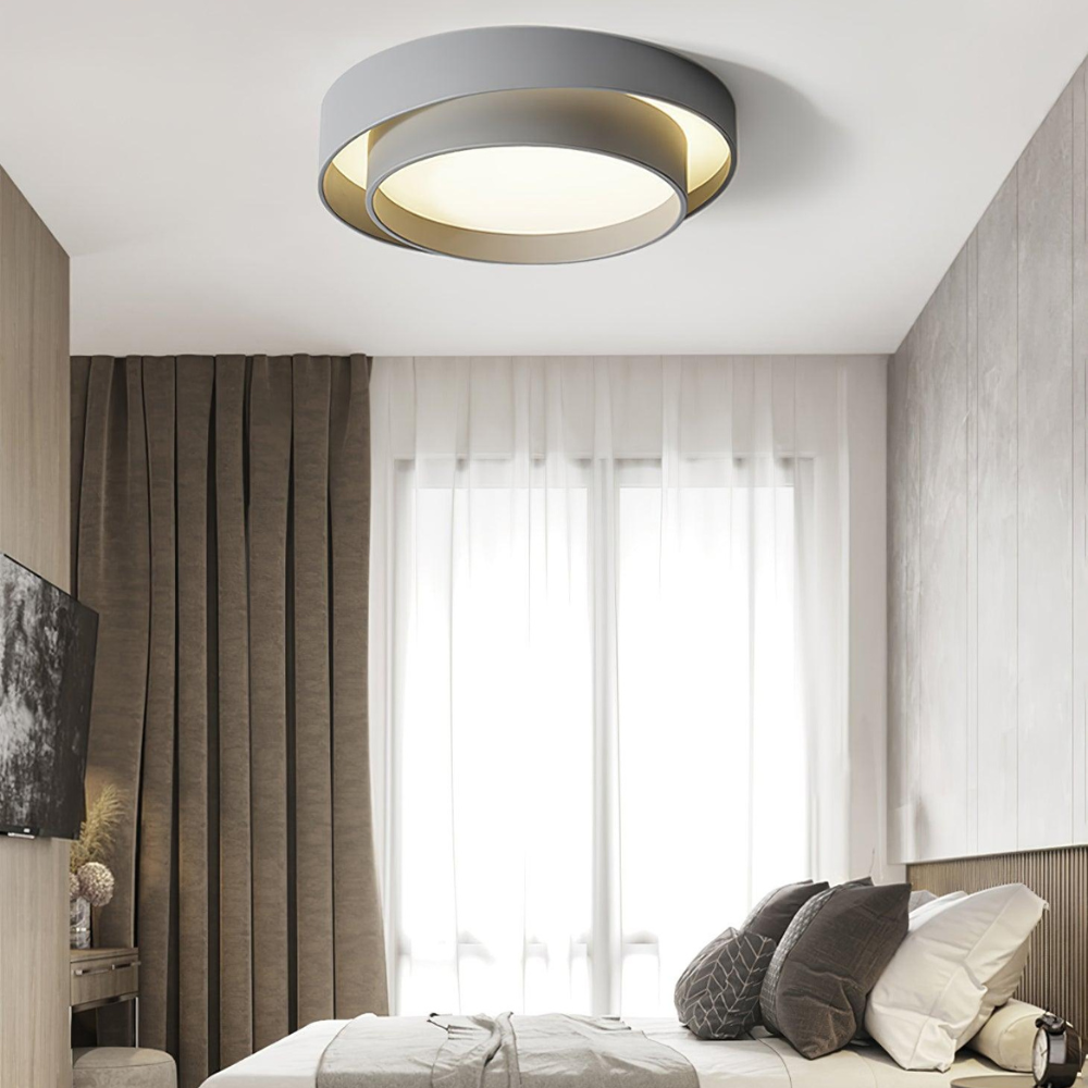 Concentric Ring Ceiling Light with Tiered Shade - Modern Flush Mount