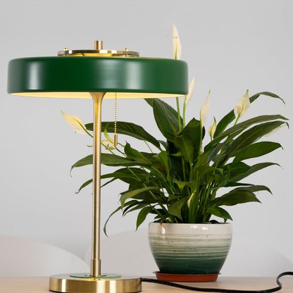 Spun Metal Table Lamp with Pull Chain and Acrylic Diffuser - Industrial