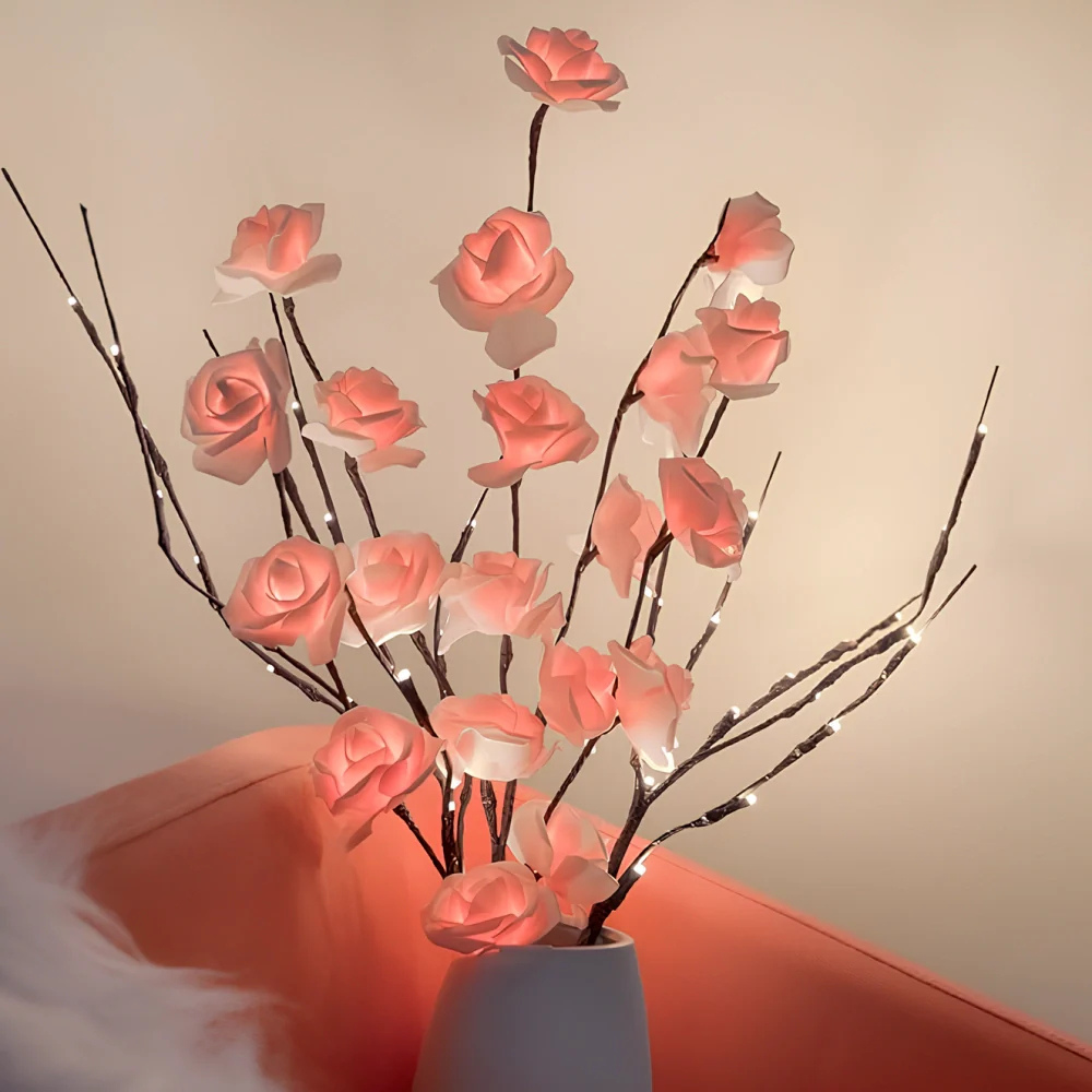 Lampe à branche florale LED bohème - Décoration de saule et branches alimentée par batterie
