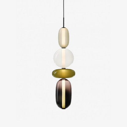 Stacked Glass Pendant Light with Geometric Tiers - Art Deco Style