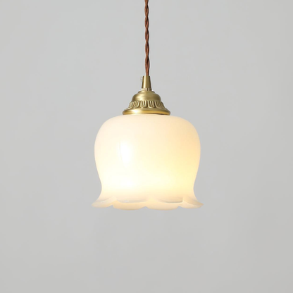 Floral Resin Hanging Lamp with Brass Hardware - Vintage Inspired