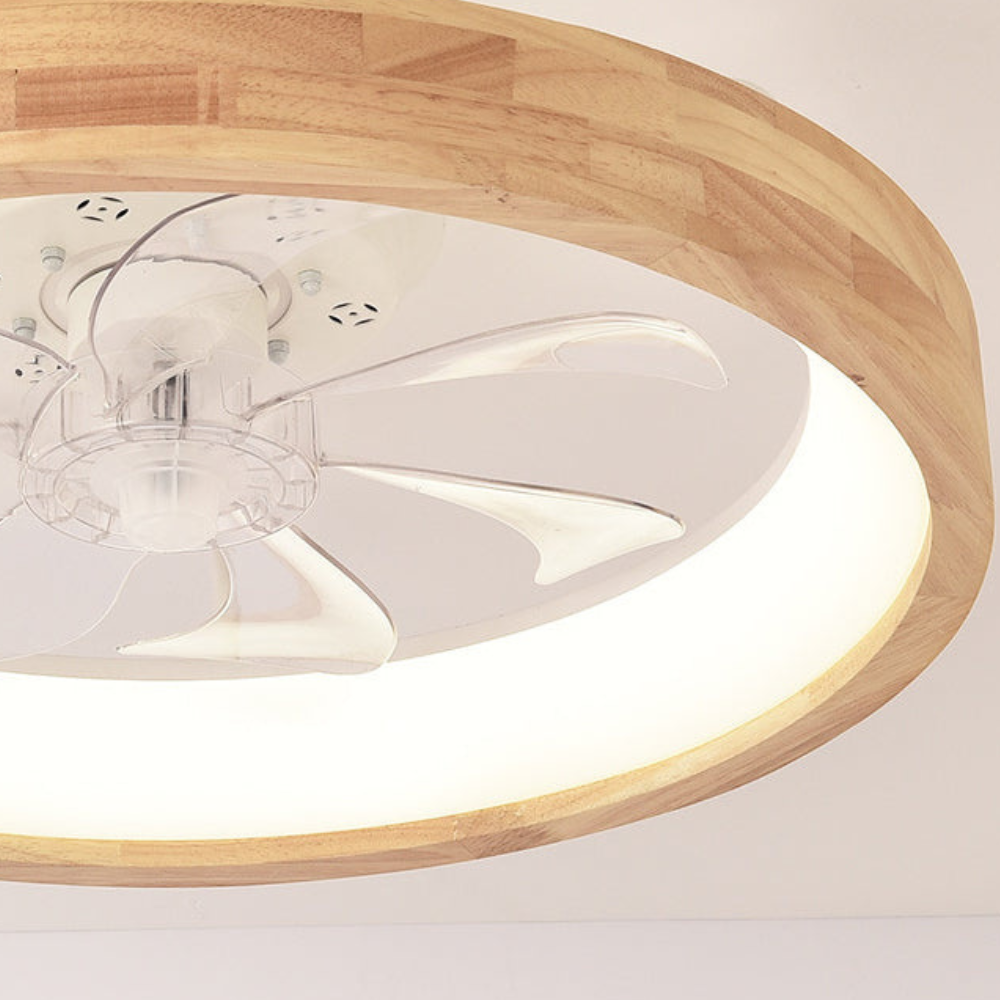 flush mount ceiling fan with light and Hollowed or Solid Wood Frame - Japandi Style