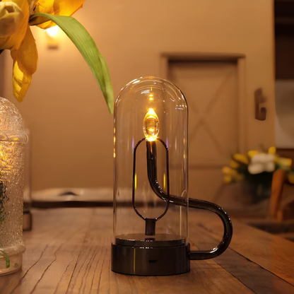 Rechargeable Glass Cylinder Accent Lamp - Mid Century Battery Light