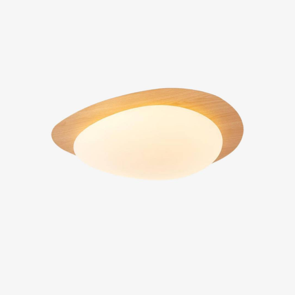 Flush Mount Ceiling Light with Wood Tone - Modern Scandinavian Pebble