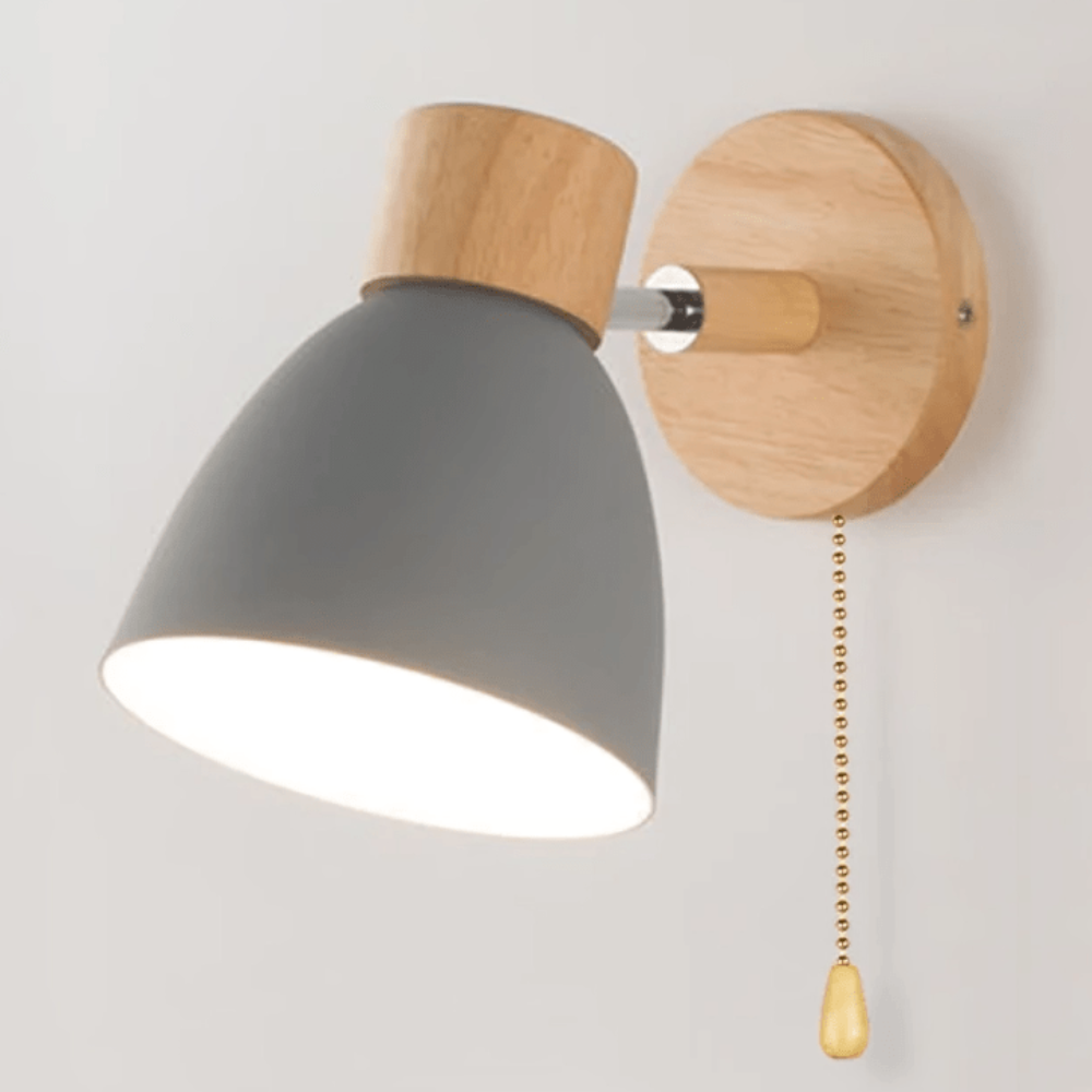 Nordische matte Wandleuchte mit Naturholz – moderne schwenkbare Arbeitsleuchte