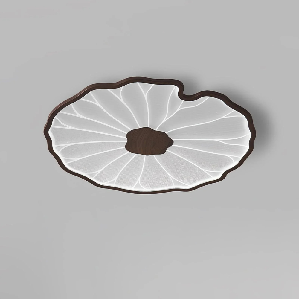Flush Mount Ceiling Light with Wood Tone - Minimalist Japandi Botanical