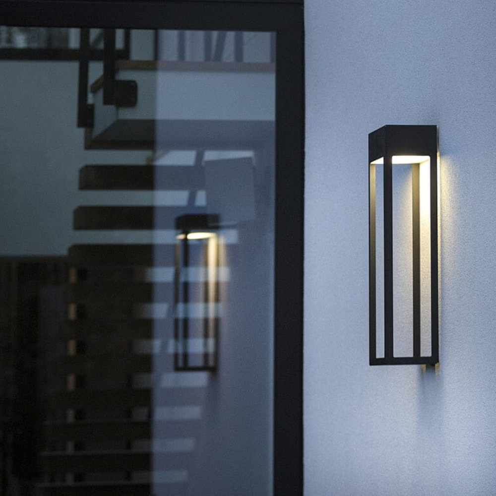 Moderne geometrische Außenwandleuchte – LED lineare rechteckige Laterne