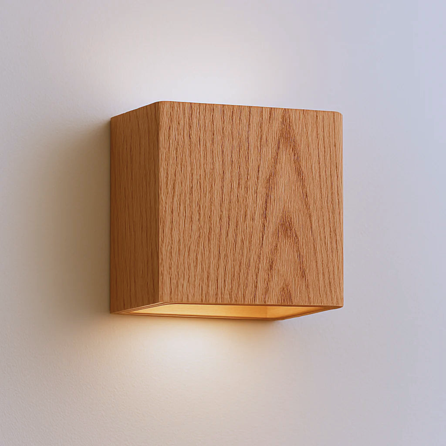 Modern Wood-Texture Cube Wall Light