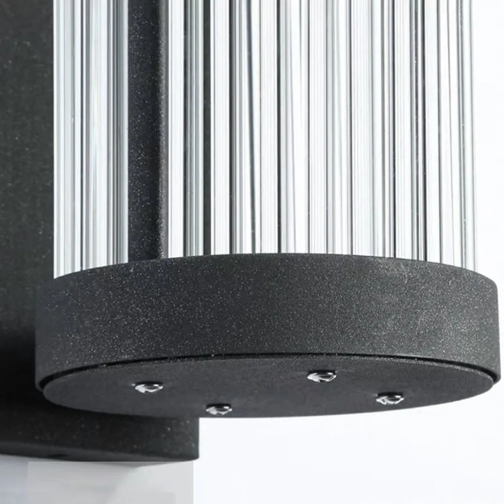 Entryway Light Fixtures with Ribbed Glass and Metal - Cylinder Sconce