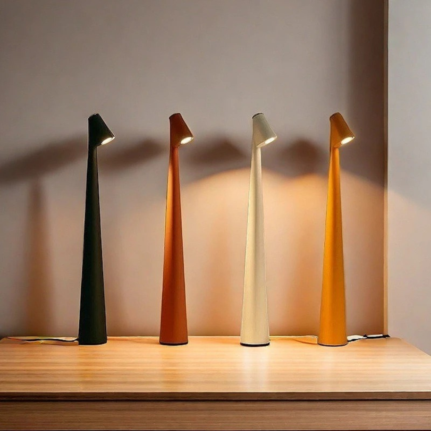 Lampe de table cône nordique minimaliste moderne - Veilleuse de bureau LED effilée