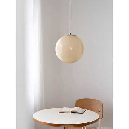 Colored Glass Globe Hanging Lamp with Swirled Pattern Modern Style