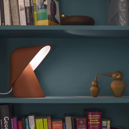 Metal Shield Table Lamp with Matte Resin Base - Nordic Desk Lighting
