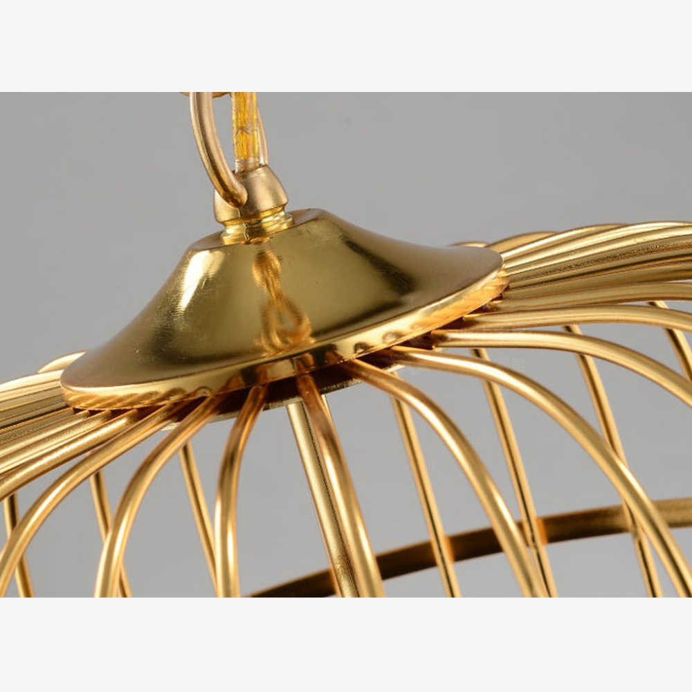 Modern Gold Birdcage Pendant Light - Art Deco Tiered Metal Pendant Lights