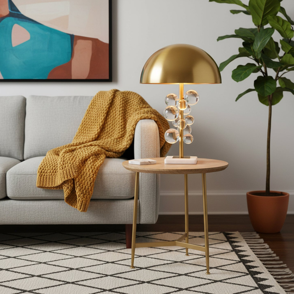 Skulpturale Glascluster-Akzentlampe mit Marmorsockel – Art Deco Metall-Wandleuchte