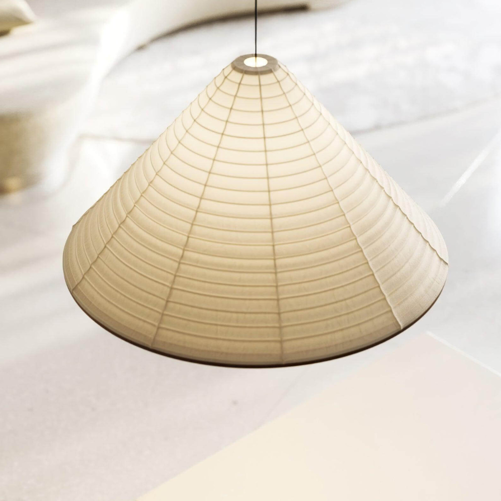Japanese Washi Paper Pyramid Pendant Light - Japandi Style Decor