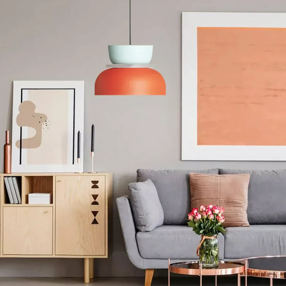 Hängelampe mit gestapelter Schale und mattem Finish – Nordischer geometrischer Stil