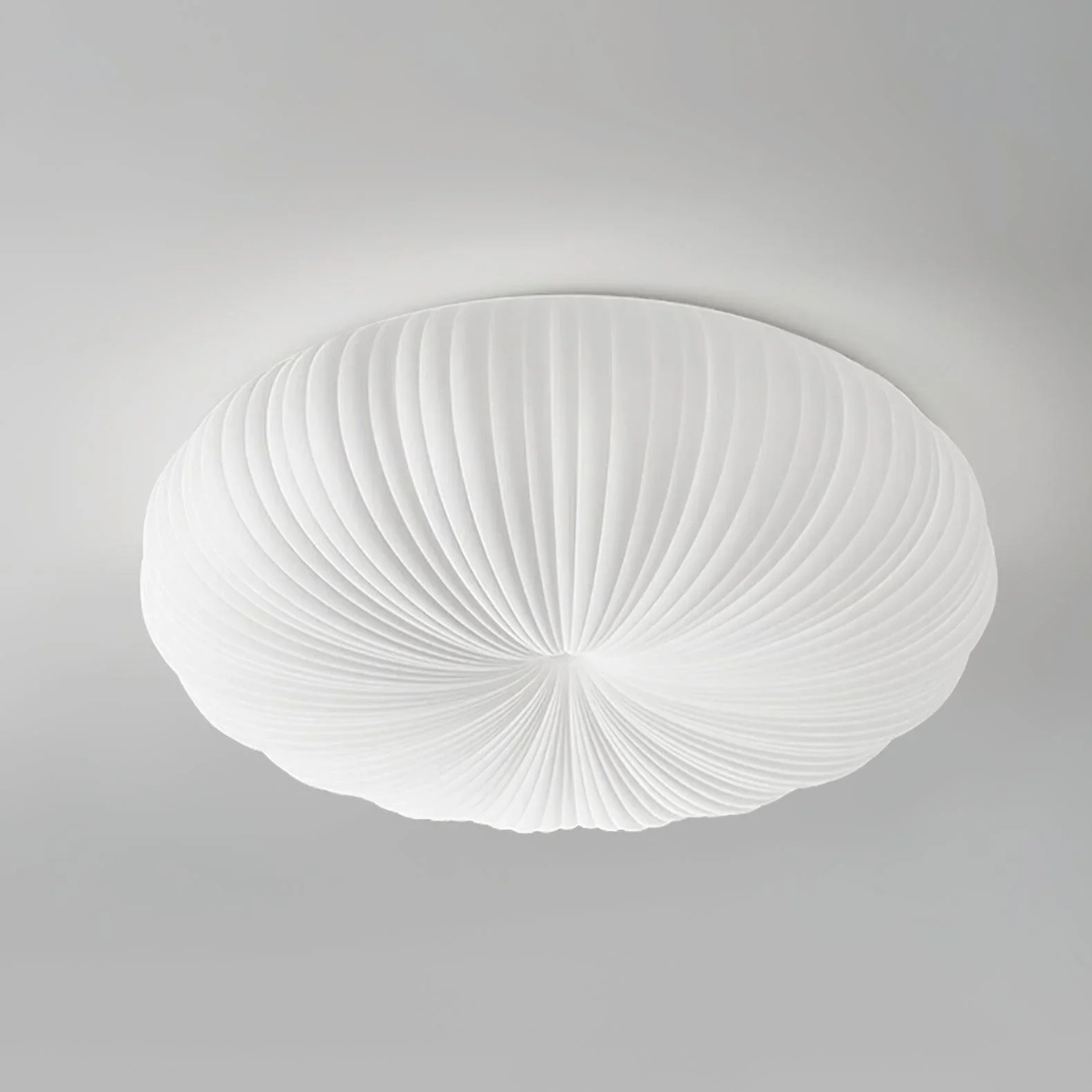Flush Mount Ceiling Light with Pleated Shade - Modern Scandinavian LED